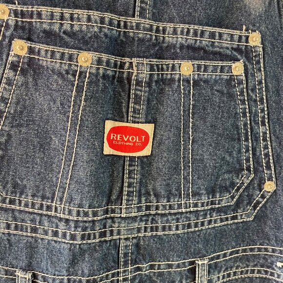 Revolt Vintage 90s Womens Overalls Size Large Blue Denim Pockets Pure Cotton - Picture 3 of 13